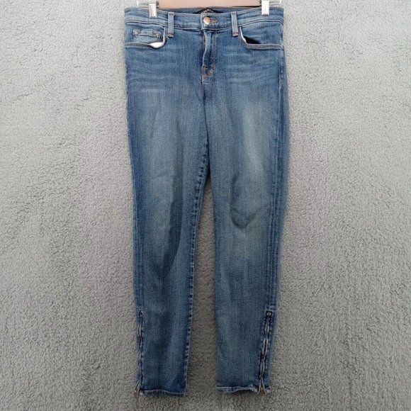 J Brand Jeans Womens 27 Blue Mid-Rise Skinny‎ Denim Zip Up Ankle Capri - Picture 1 of 11